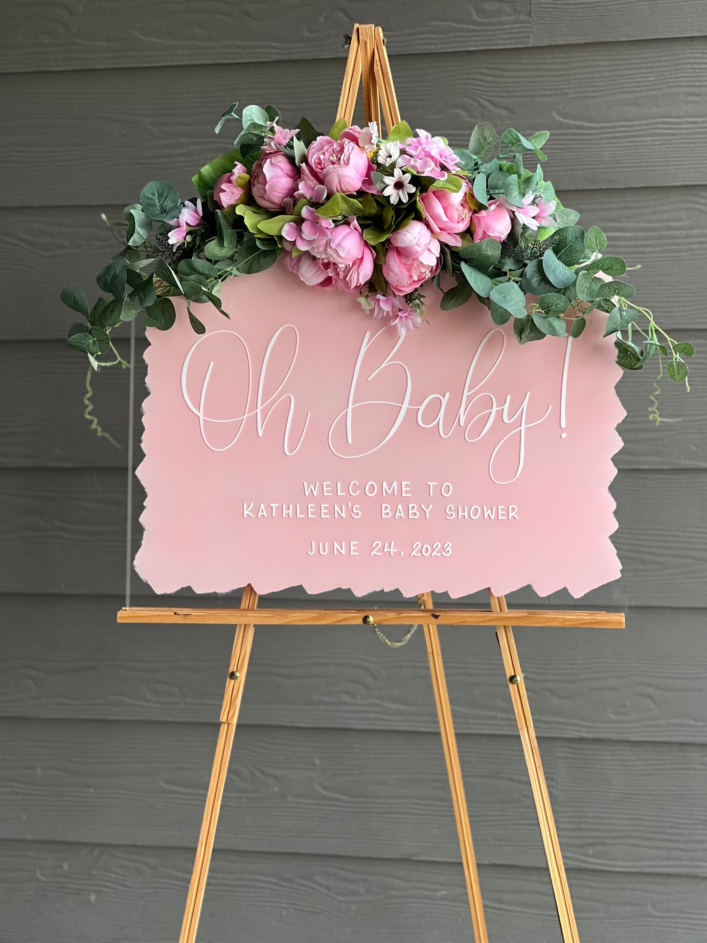 Acrylic Baby Shower Welcome Sign Painted Back | Acrylic Welcome Sign | Gender Reveal Sign