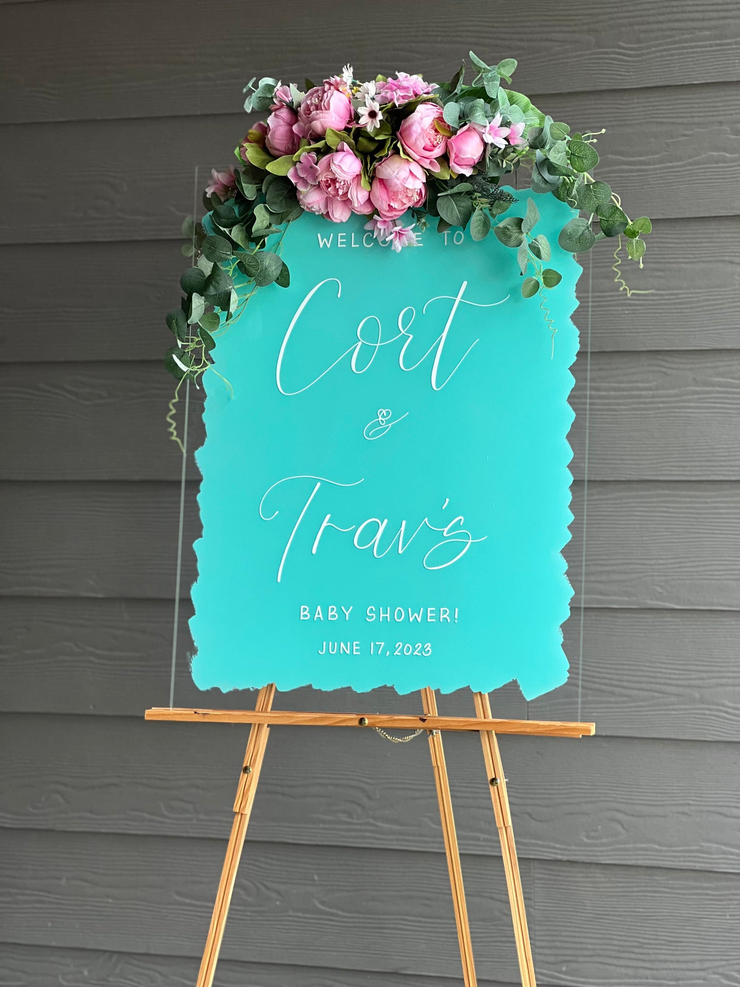 Acrylic Baby Shower Welcome Sign Painted Back | Acrylic Welcome Sign | Gender Reveal Sign