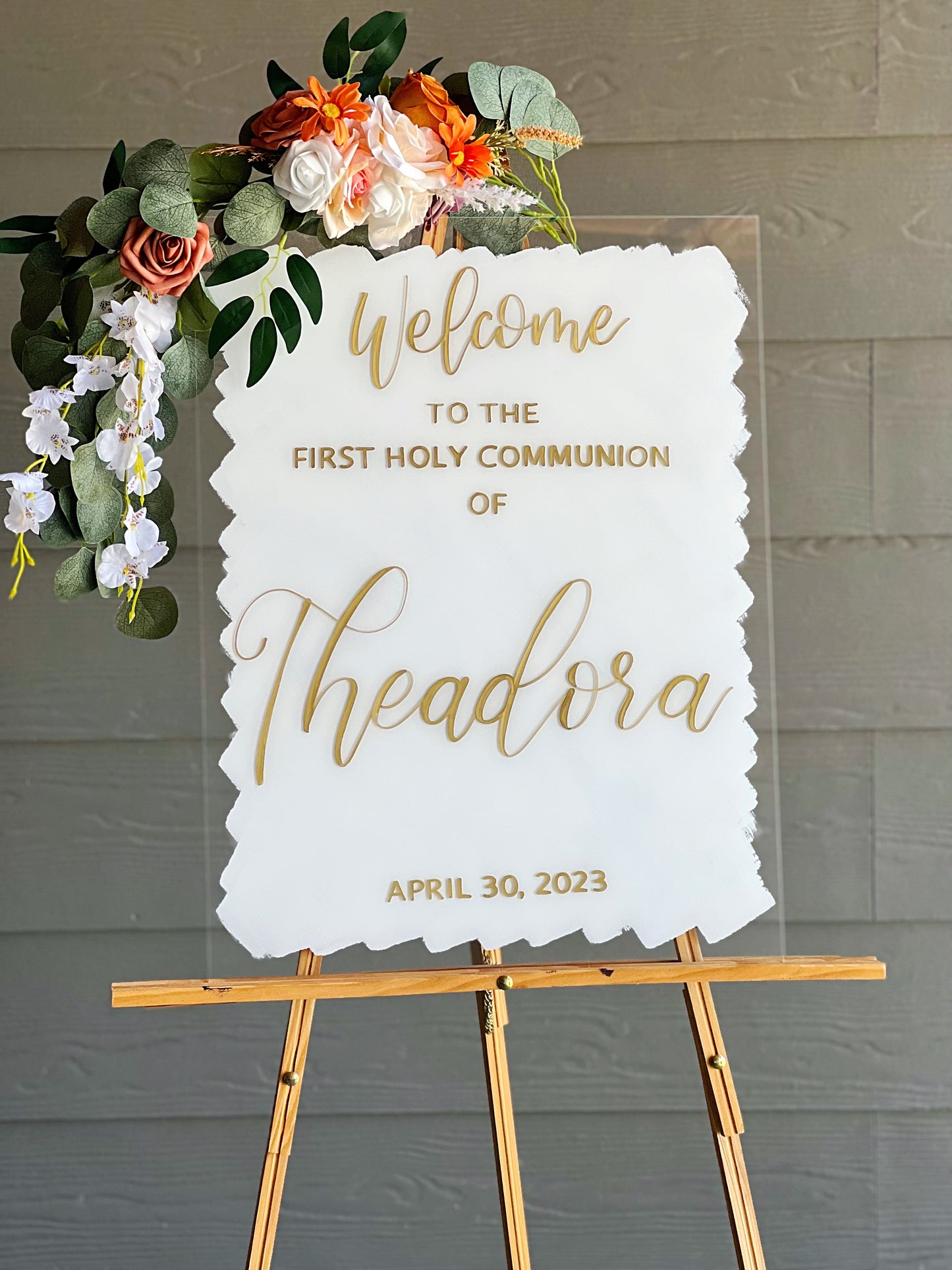 Acrylic Baby Shower Welcome Sign Painted Back | Acrylic Welcome Sign | Gender Reveal Sign