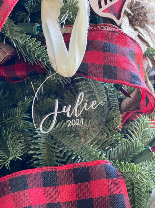 Personalized Engraved Round Christmas Ornament | Custom Round Acrylic Ornaments | Personalized Holiday Ornaments