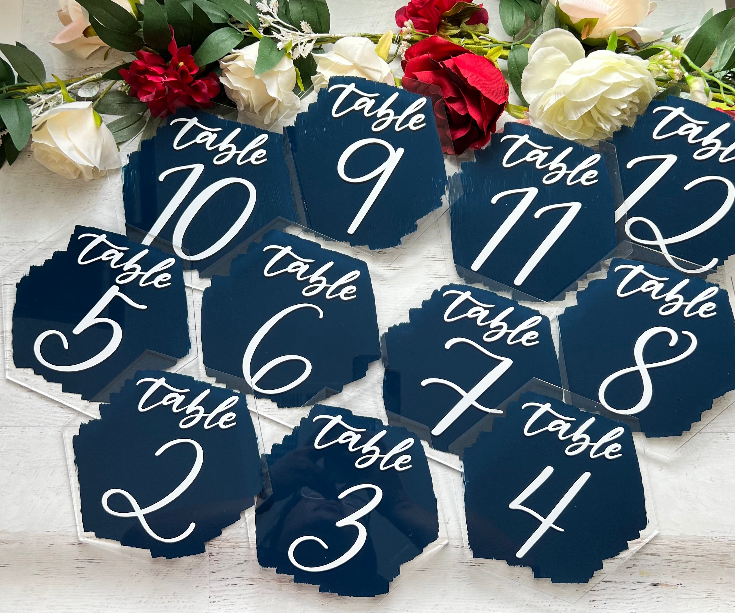 Set of 10 Painted Back Acrylic Table sold Number, Hexagon Acrylic Table Number, Wedding table number, Modern Table Number, Acrylic Table Number