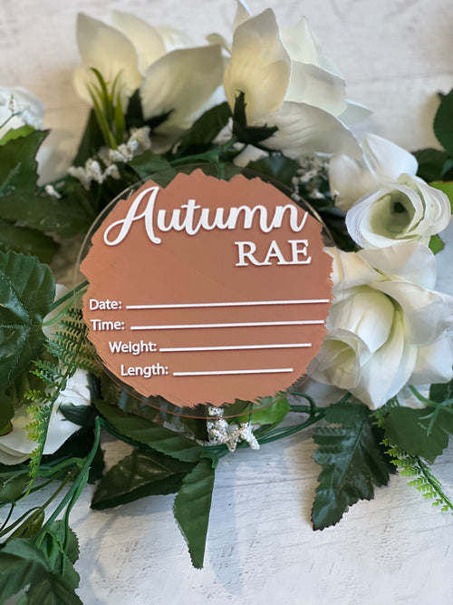Round 3D Acrylic Name Sign - Baby Shower / Nursery Name Sign