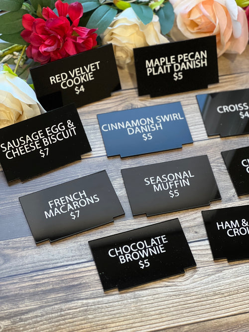 Buffet Food Acrylic Sign / Food Label Signs / Wedding Buffet Name Sign ...