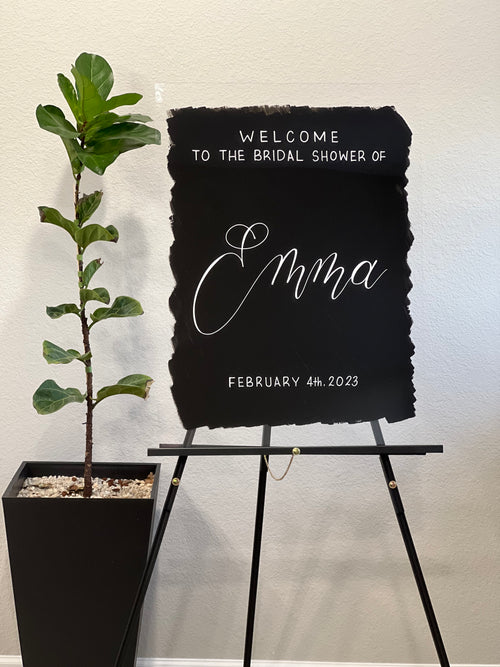 Acrylic Bridal Shower Welcome Sign Painted Back | Acrylic Wedding Sign | Acrylic Welcome Sign