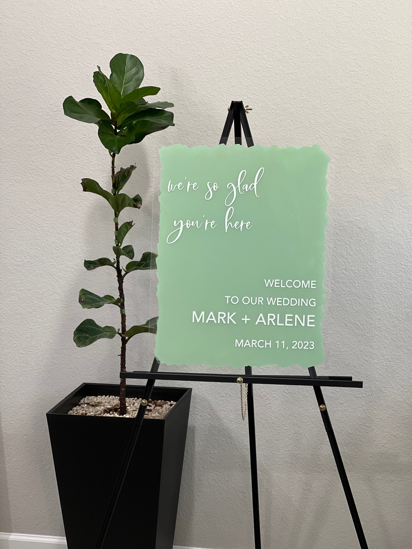Acrylic Pick A Seat Sign | We're So Glad You're Here Sign | Unplugged Ceremony Sign