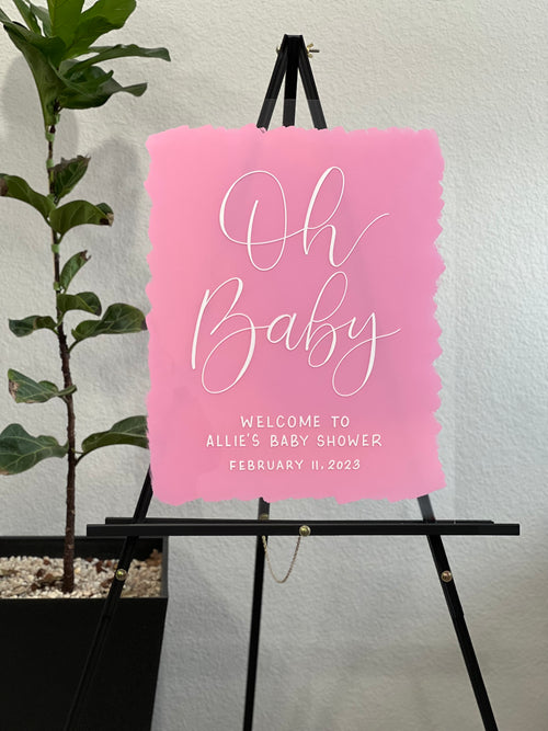 Acrylic Baby Shower Welcome Sign Painted Back | Acrylic Welcome Sign | Gender Reveal Sign