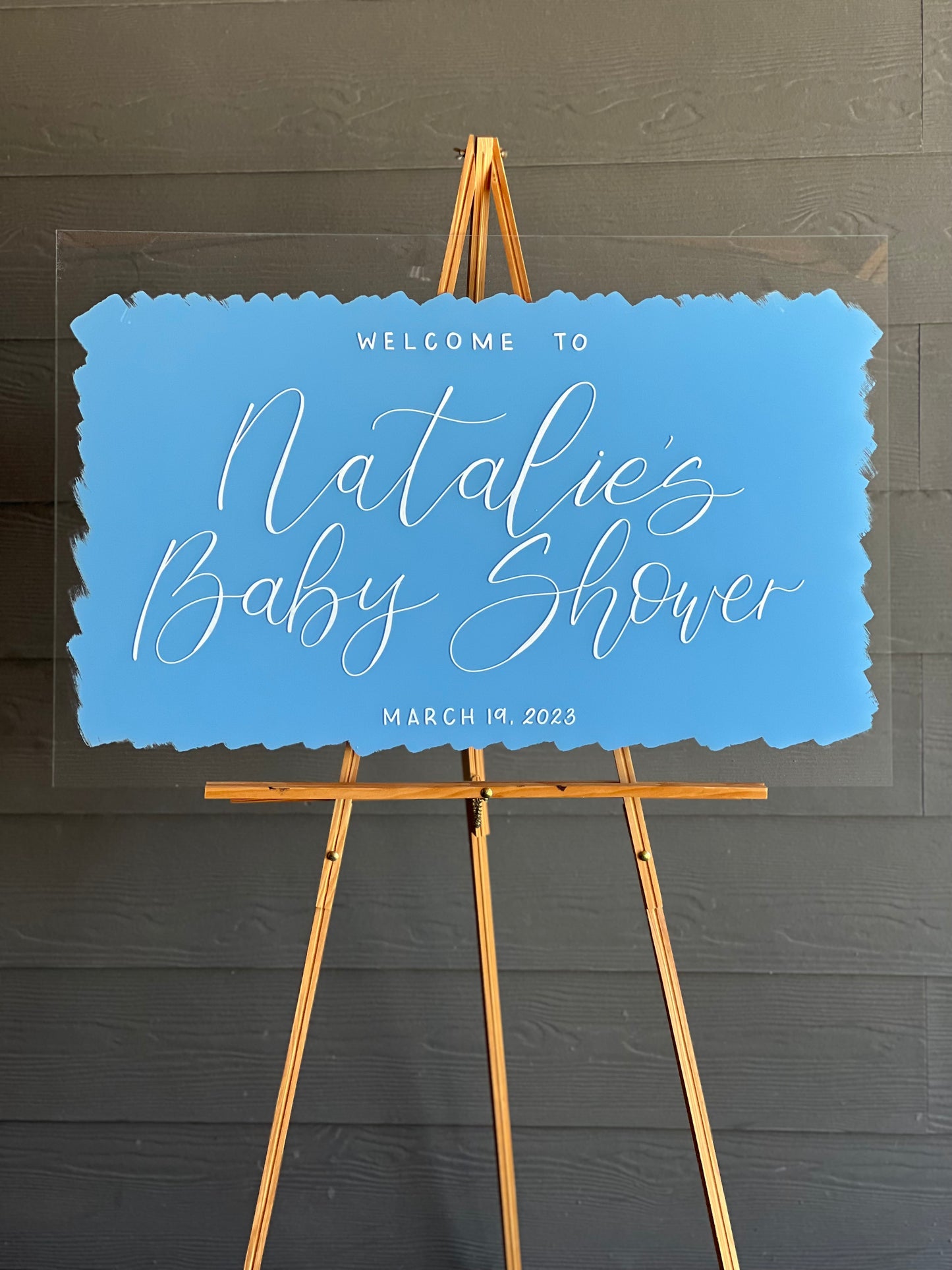 Acrylic Baby Shower Welcome Sign Painted Back | Acrylic Welcome Sign | Gender Reveal Sign