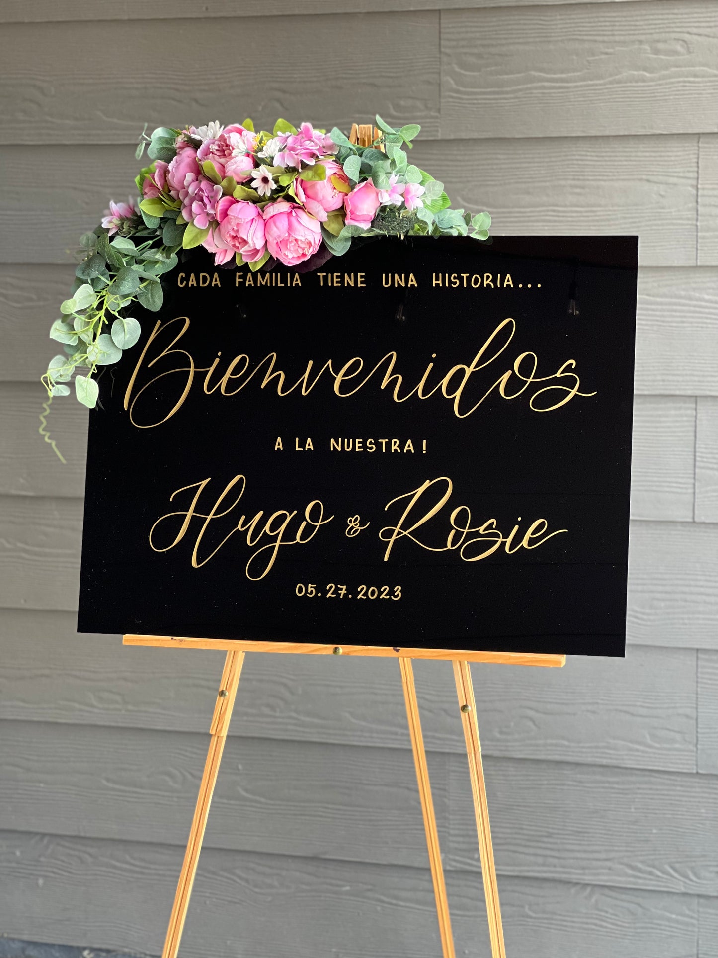 Black Acrylic Wedding Welcome Sign | Modern Chic Wedding Welcome Sign | Black Acrylic Custom Calligraphy Sign
