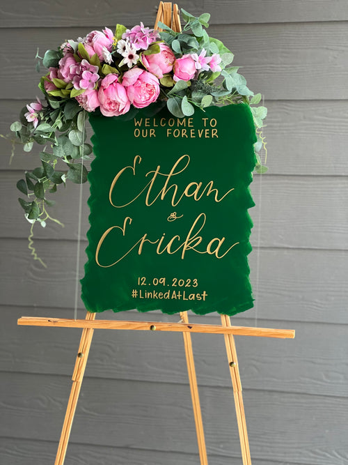 Back Painted Acrylic Wedding Welcome Sign | Welcome to our Wedding Sign