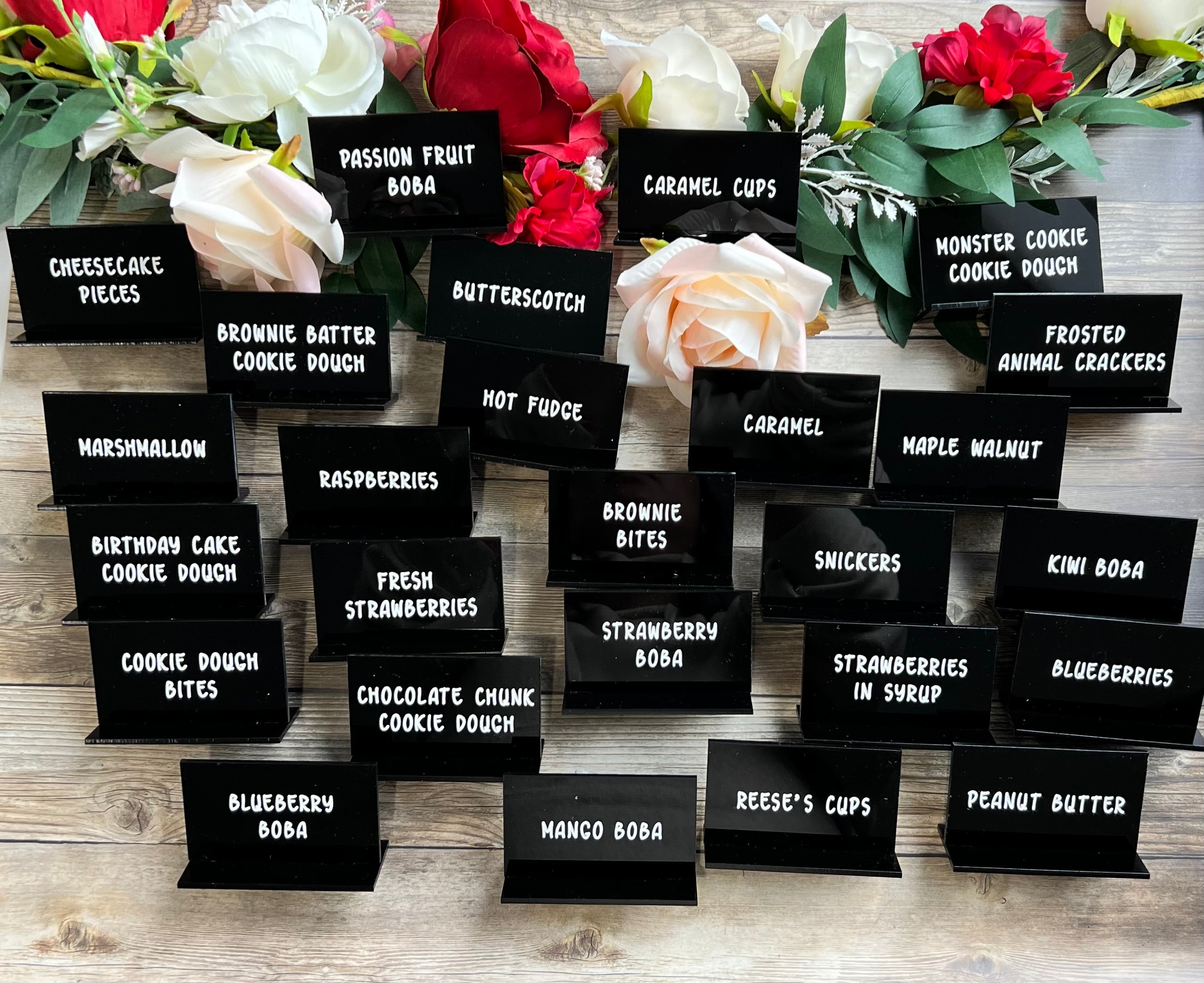 Buffet Food Acrylic Sign / Food Label Signs / Wedding Buffet Name Sign ...