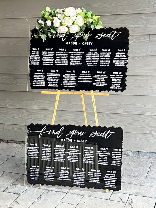 Acrylic Wedding Seating Chart | Handwritten Calligraphy Acrylic Seating Chart | Black Acrylic Seating Chart