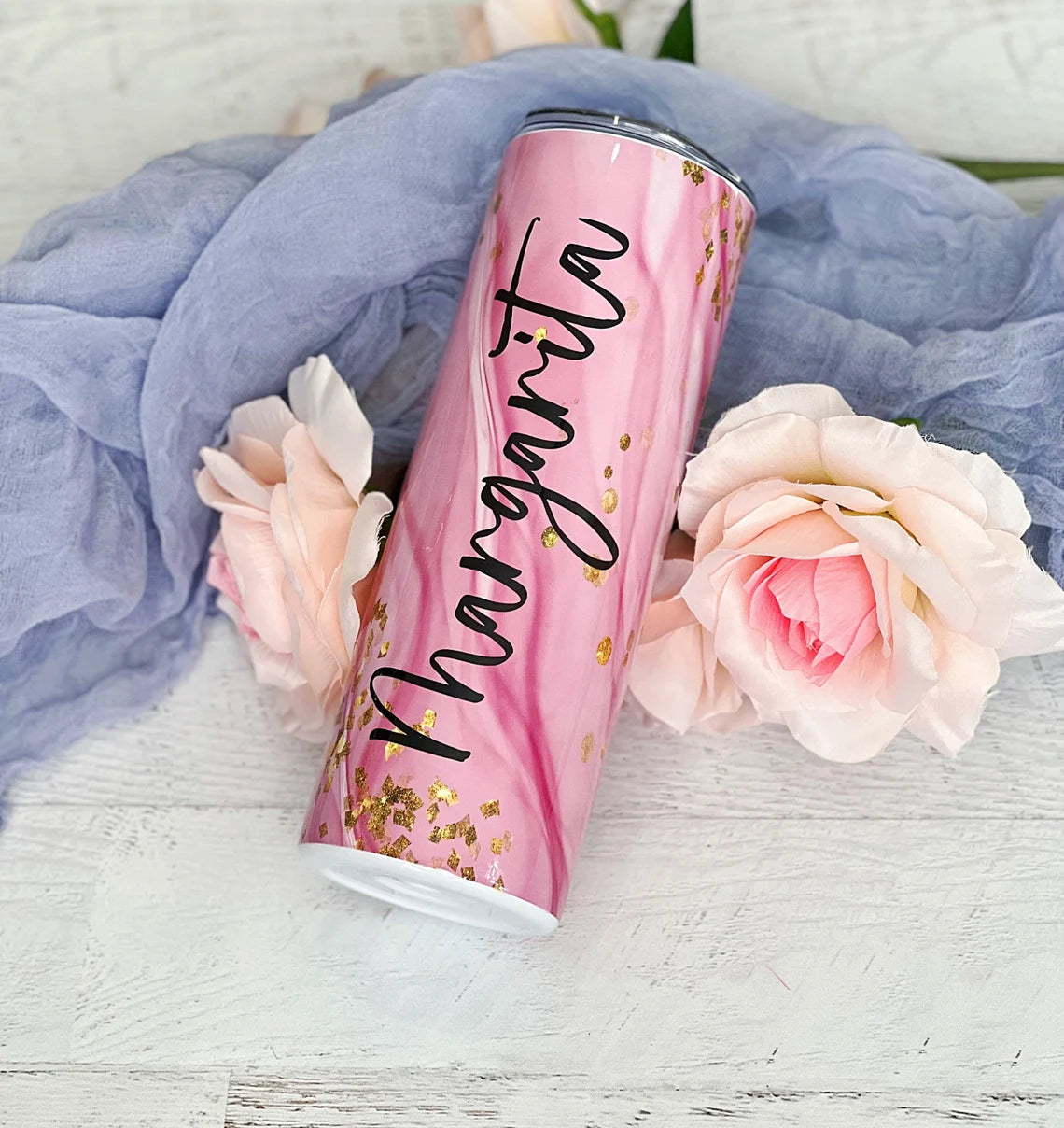 Personalized 20oz Stainless Steel Double Wall Skinny Tumbler | Personalized Bridal Party Gift | Bridesmaid Tumbler Gift