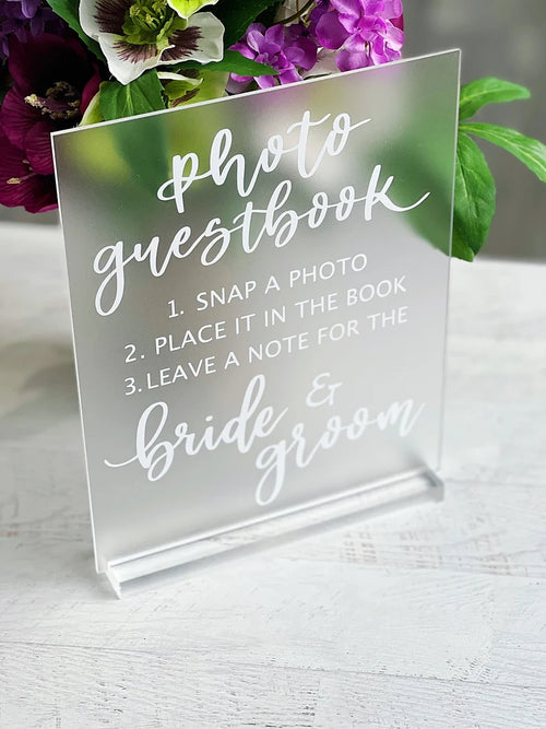 Frosted Acrylic Cards and Gifts Wedding Sign | Custom Calligraphy Wedding Acrylic Sign