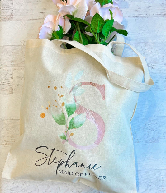 Personalized Bridal Party Eco Tote Bags | Bridal Shower Tote Bags | Personalized Bridesmaid Gifts | Wedding Favors | 100% Cotton Eco Totes
