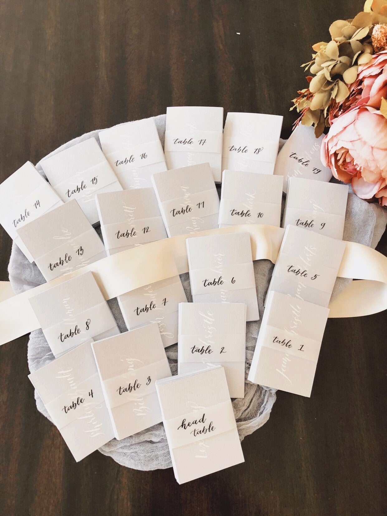 Handwritten Wedding Calligraphy Tented Place Cards