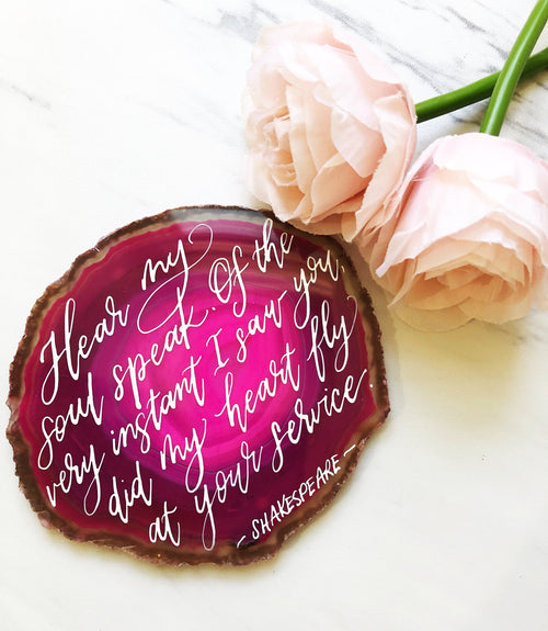 Custom Poem Verse Quote Calligraphy on Large Agate Slice