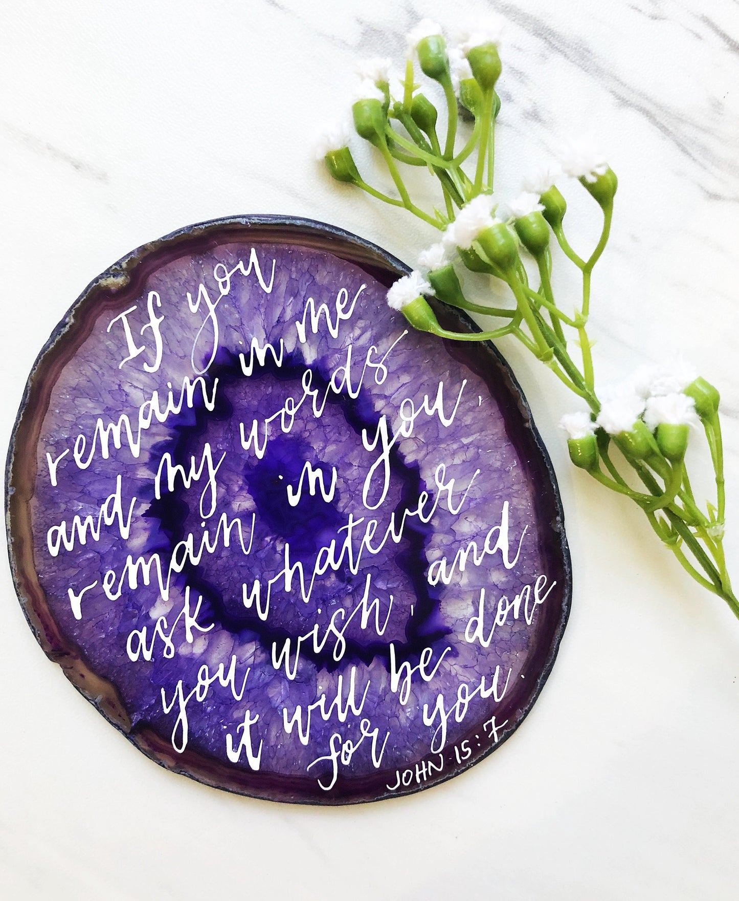 Custom Poem Verse Quote Calligraphy on Large Agate Slice