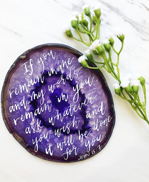 Custom Poem Verse Quote Calligraphy on Large Agate Slice