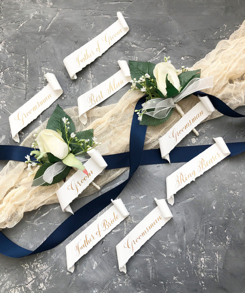 Wedding Boutonnieres Calligraphy Name Scroll Tags | Groomsmen Boutonnieres Name Tags