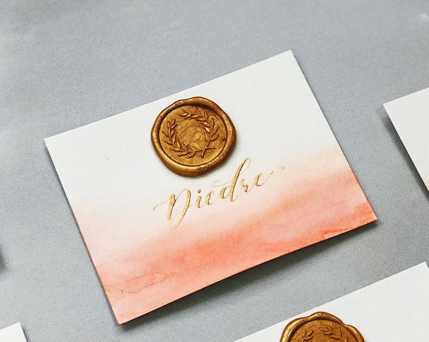 Watercolor Wash Wedding Place Cards | Meal Choice Wax Seal Stamp