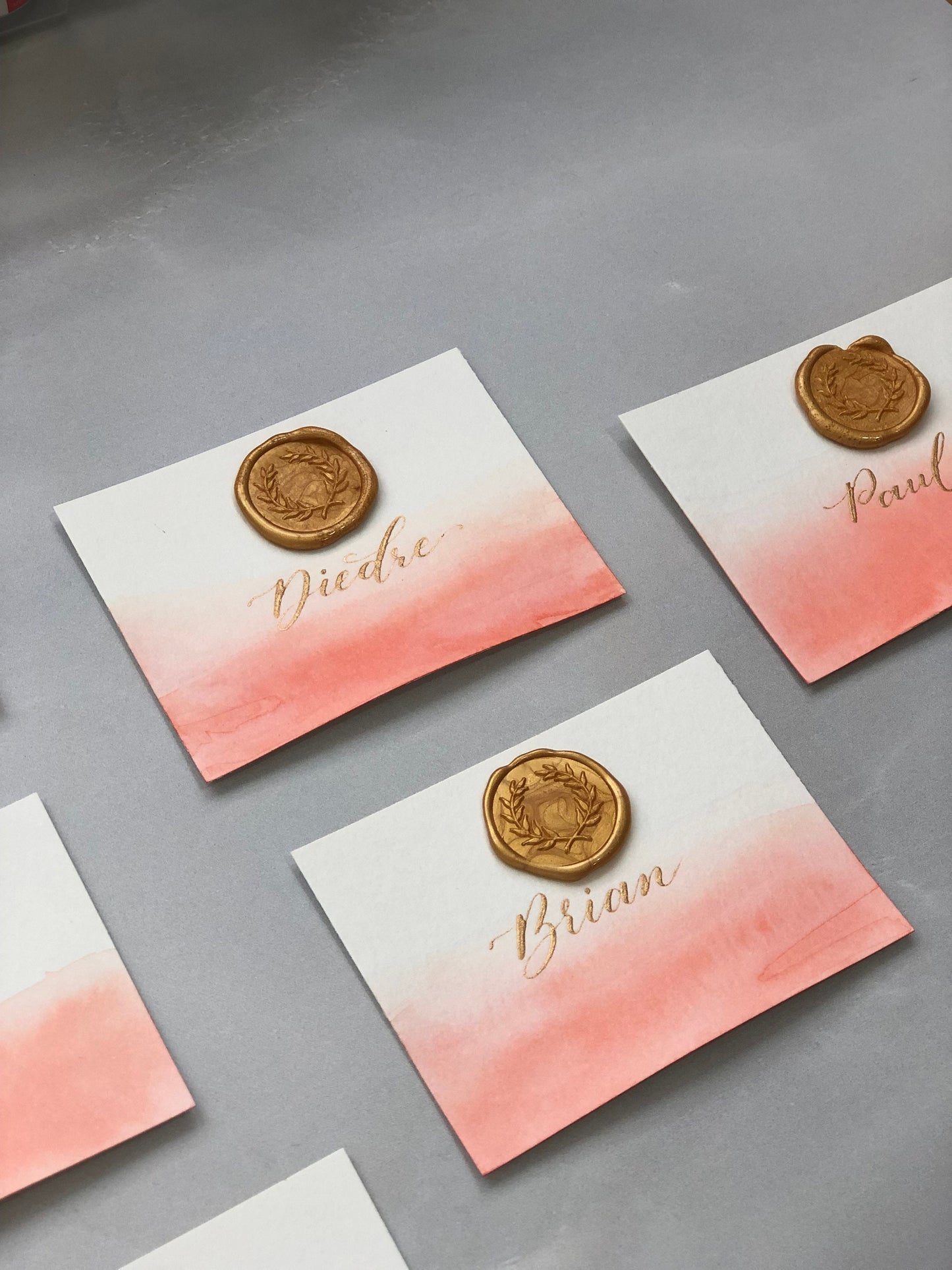 Watercolor Wash Wedding Place Cards | Meal Choice Wax Seal Stamp