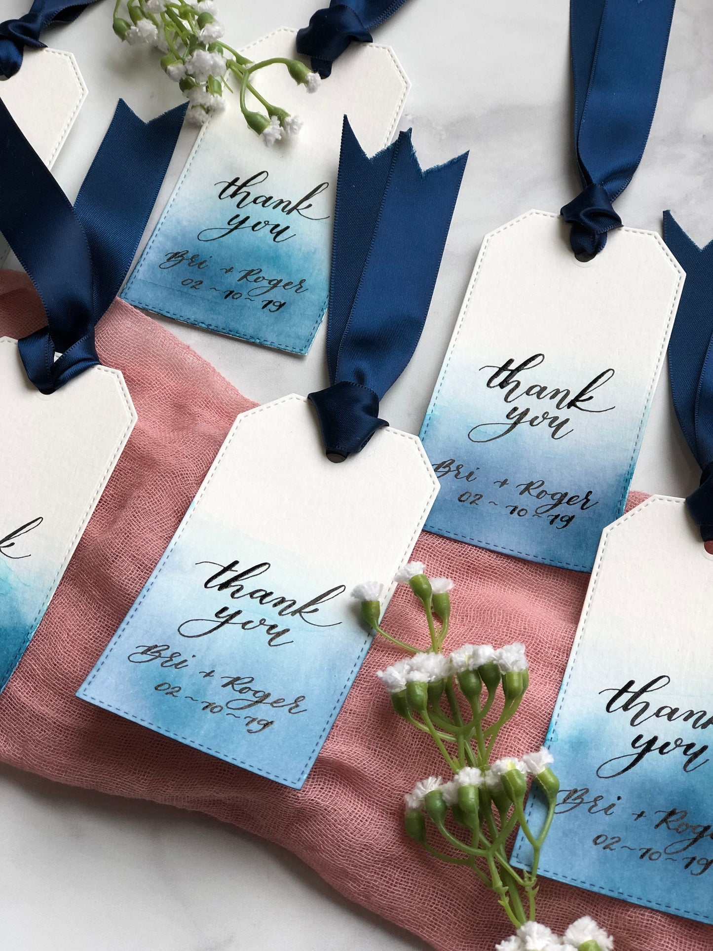 Watercolor Calligraphy Thank You Gift Tags | Wedding Favor Gift Tags