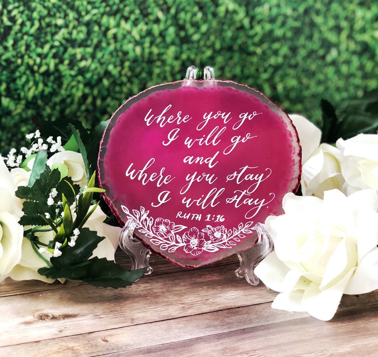 Custom Poem Verse Quote Calligraphy on Large Agate Slice