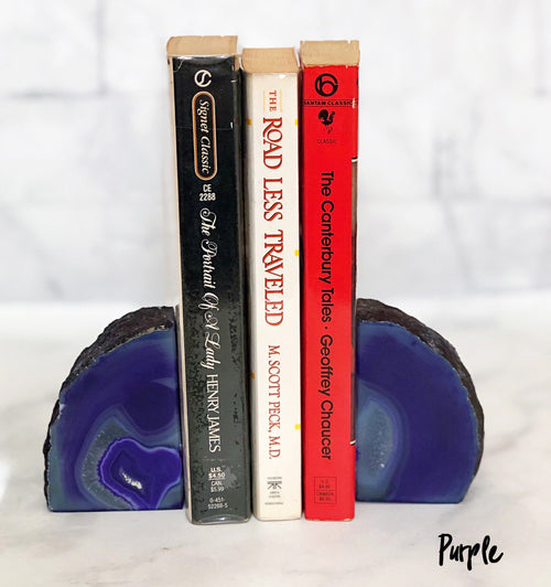 Small Agate Bookends | Personalized Geode Agate Bookends | Home Decor