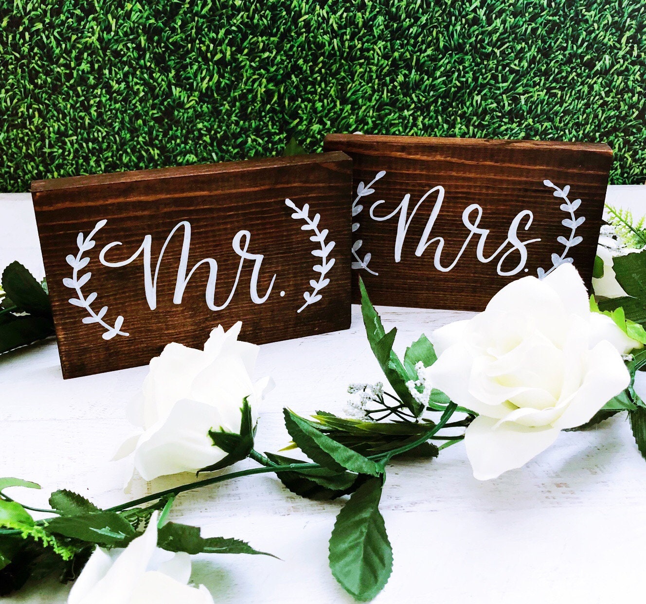 Mr. & Mrs. Wedding Head Table Wood Signs | Bride and Groom Wreath Wood ...