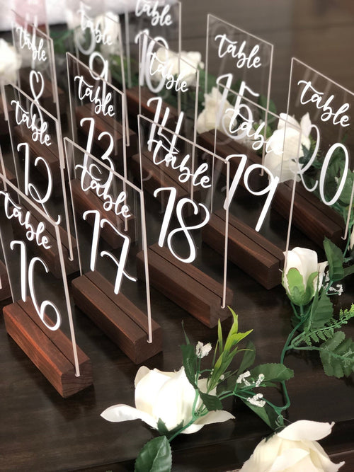 Clear Acrylic Wedding Table Number Sign
