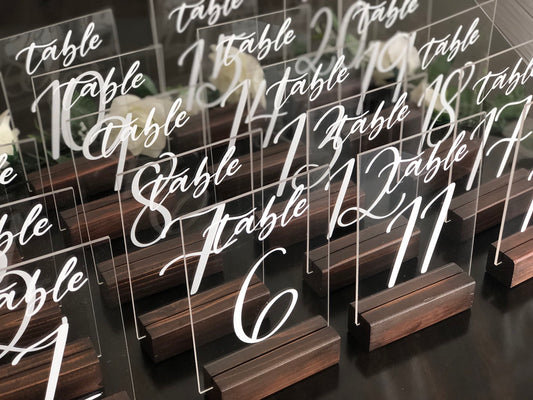 Clear Acrylic Wedding Table Number Sign