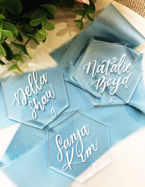 Acrylic Wedding Place Cards | Back Painted Acrylic Place Cards | Wedding Place Cards | Acrylic Escort Cards