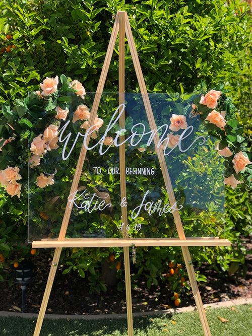 Clear Acrylic Wedding Welcome Sign, Bridal Shower Sign