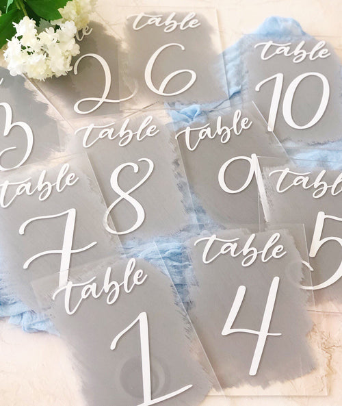 Back Painted Acrylic Wedding Table Number Sign
