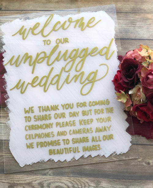 Unplugged Wedding Ceremony Sign | Acrylic Wedding Sign | Wedding Welcome Sign | Acrylic Welcome Sign | Custom Quote Sign