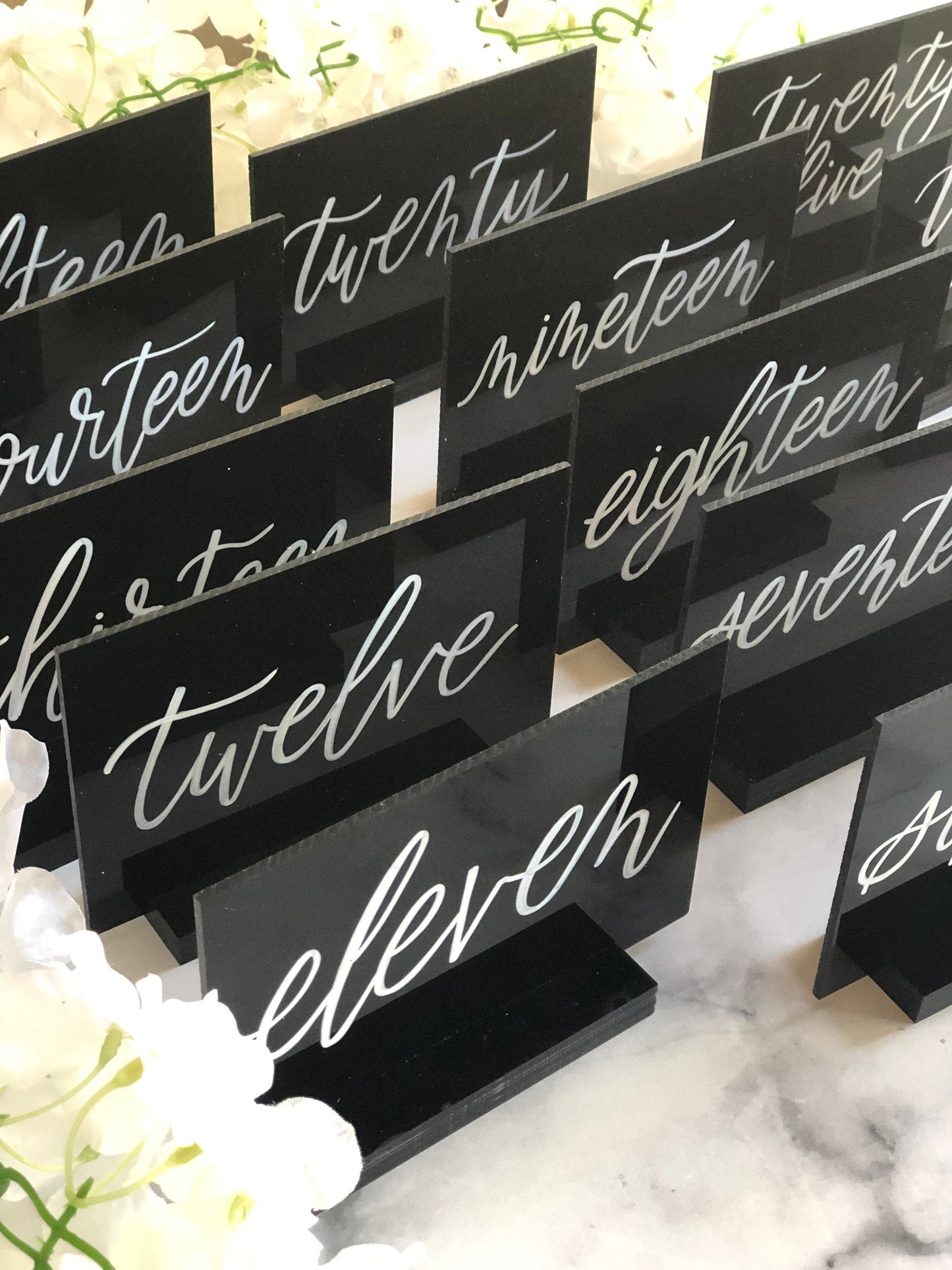 Calligraphy Table Sign Black Acrylic Wedding Table Number Sign | Black Acrylic Calligraphy Ta ...