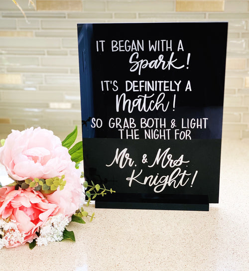 Black Acrylic Wedding Sign | Custom Quotes Calligraphy Wedding Acrylic Sign | Custom Verse Acrylic Sign