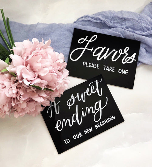 Black Acrylic Cards and Gifts Wedding Sign | Custom Black Acrylic Favors Sign | Black Acrylic Social Media Sign