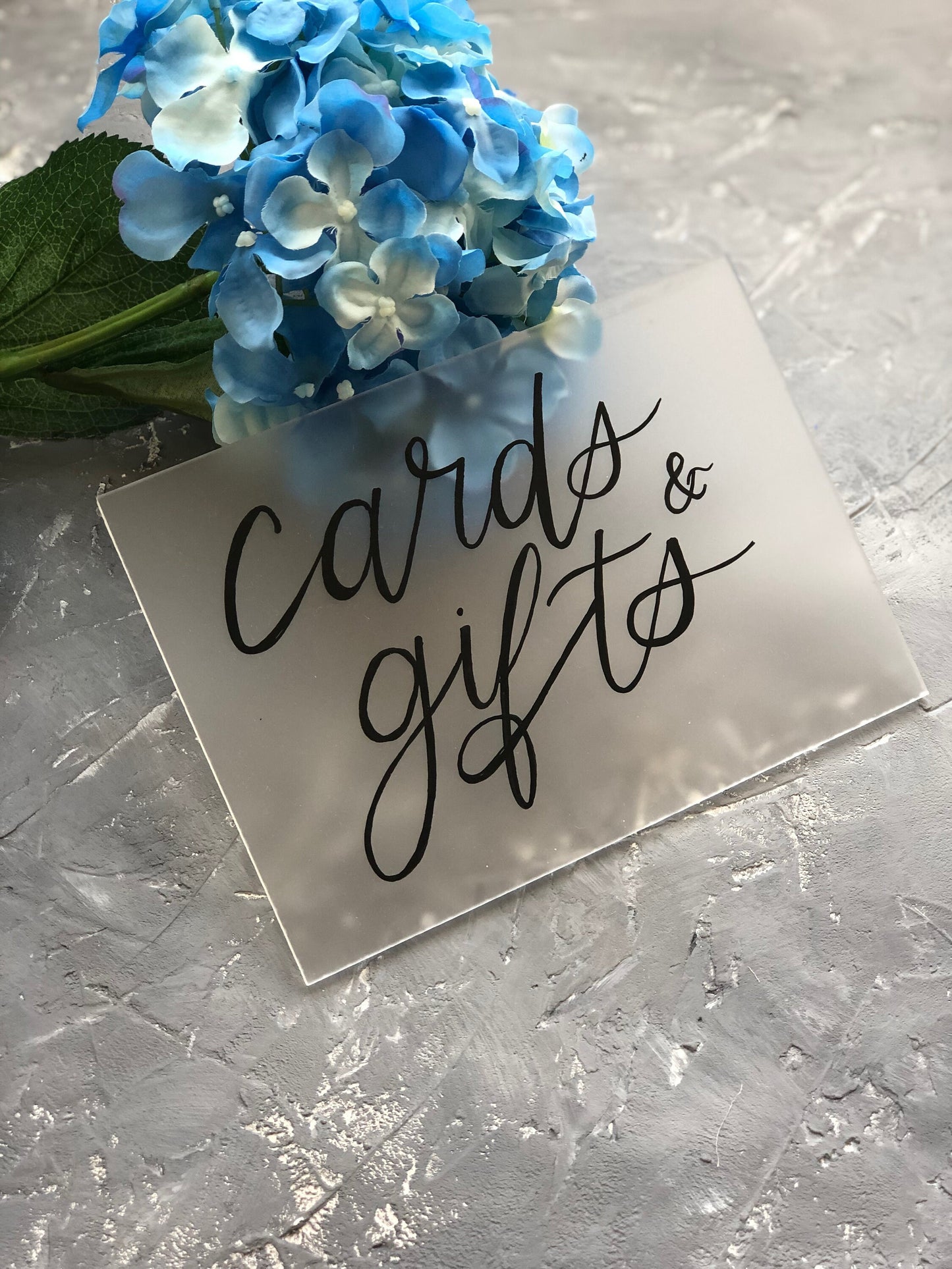 Frosted Acrylic Cards and Gifts Wedding Sign | Custom Calligraphy Wedding Acrylic Sign