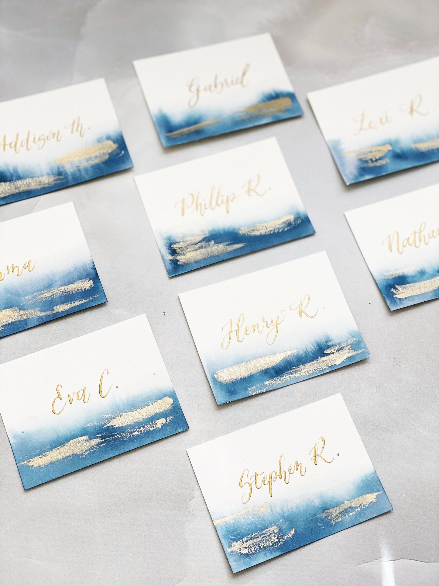 Watercolor Wash Wedding Calligraphy Place Cards | Ombre Watercolor Wedding Calligraphy Name Tags