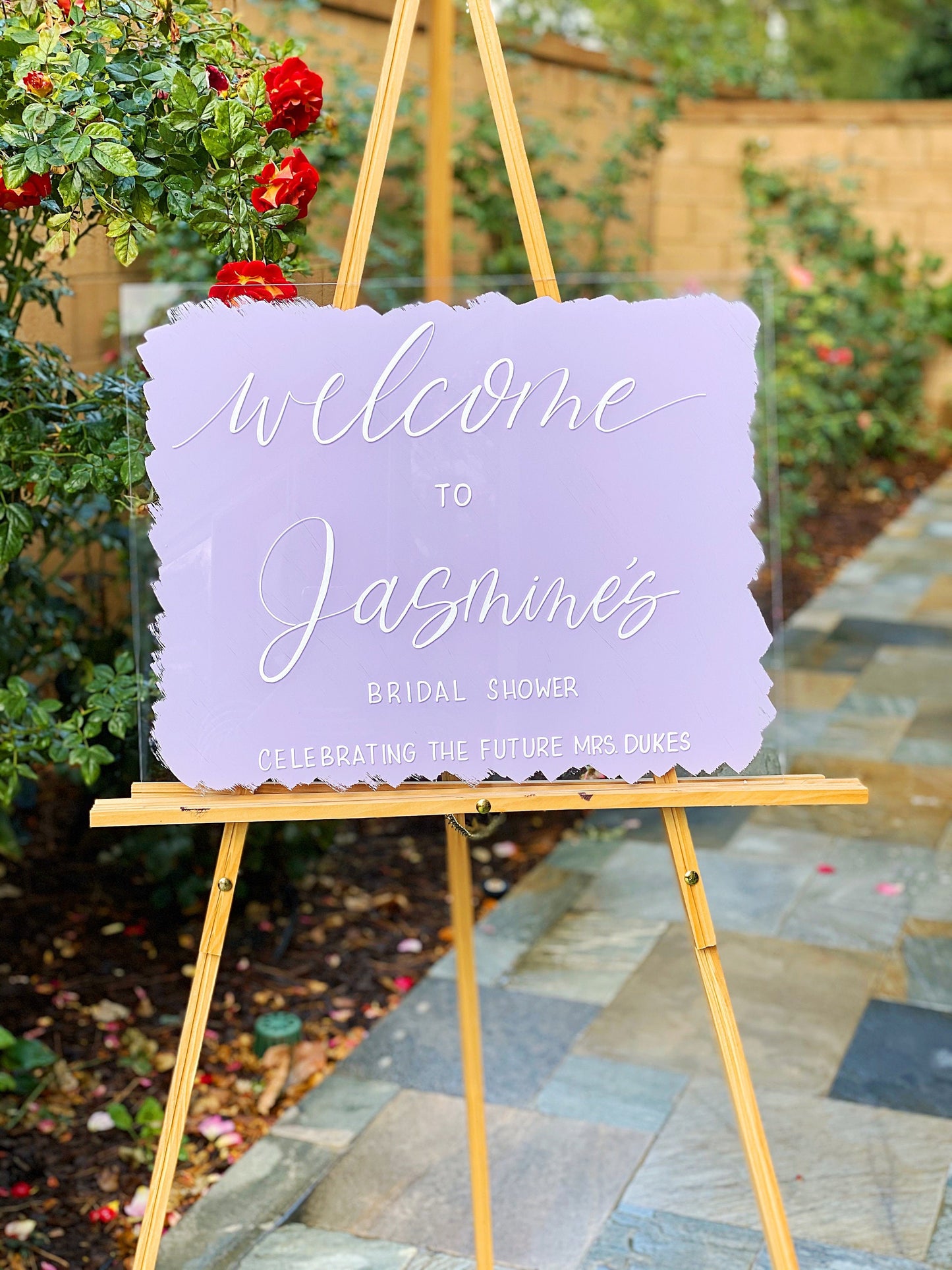 Acrylic Bridal Shower Welcome Sign Painted Back | Acrylic Wedding Sign | Acrylic Welcome Sign