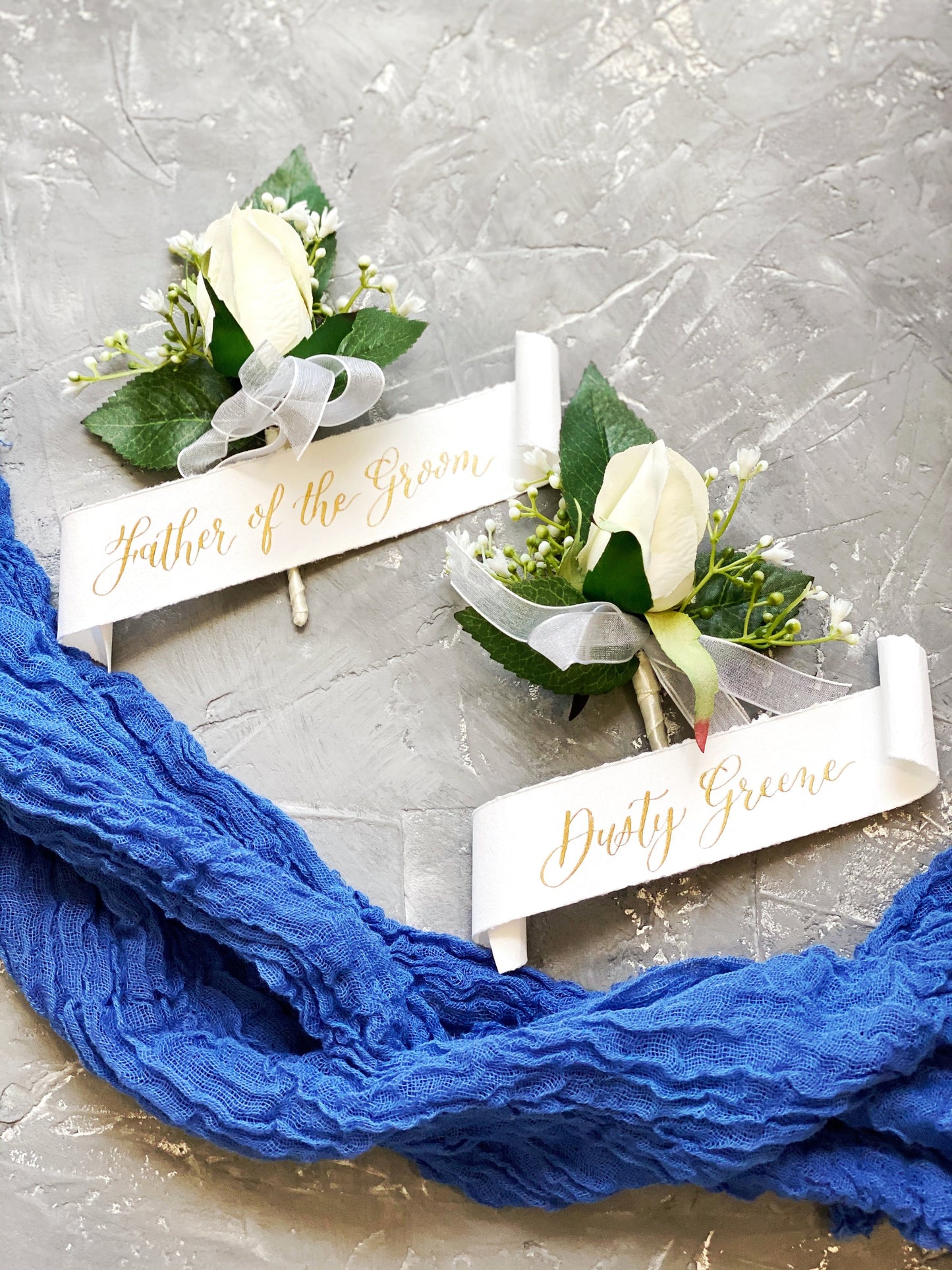 Wedding Boutonnieres Calligraphy Name Scroll Tags | Groomsmen Boutonnieres Name Tags