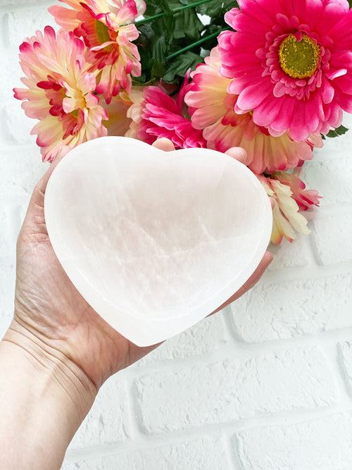 Large Heart Shape  Selenite Charging Bowl