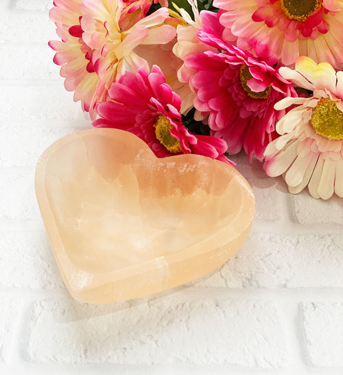 Orange Large Heart Shape  Selenite Charging Bowl