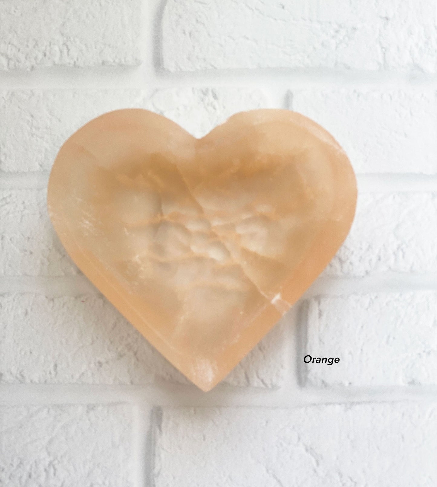 Orange Large Heart Shape  Selenite Charging Bowl