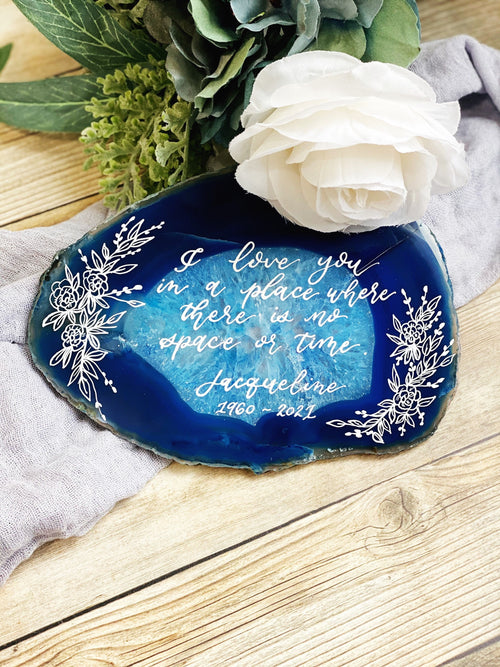 Custom Poem Verse Quote Calligraphy on Large Agate Slice