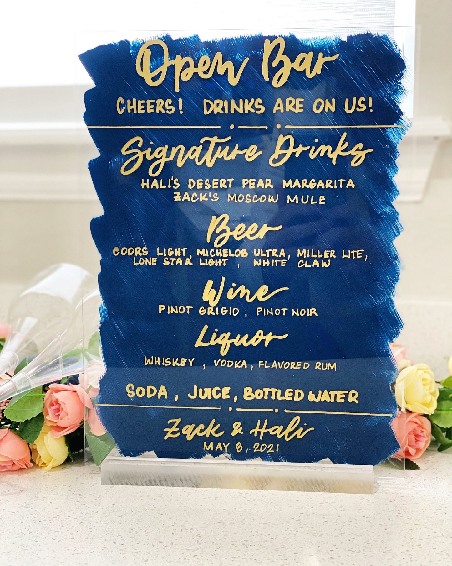 Small Bar Menu Acrylic Sign | Open Bar Sign | Signature Drinks Sign ...