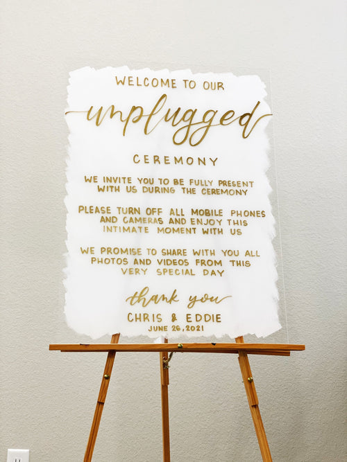 Unplugged Wedding Ceremony Sign | Acrylic Wedding Sign | Wedding Welcome Sign | Acrylic Welcome Sign | Custom Quote Sign