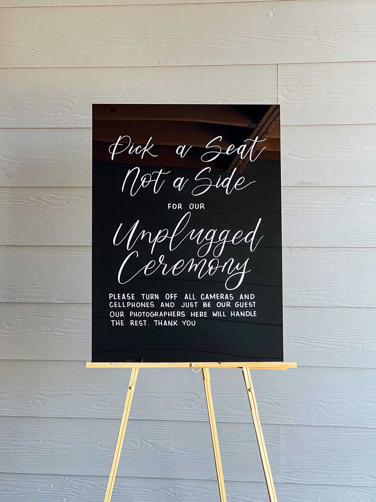 Black Acrylic Custom Quote Wedding Sign | Unplugged Wedding Ceremony Sign | Pick A Seat Wedding Sign | Acrylic Wedding Sign