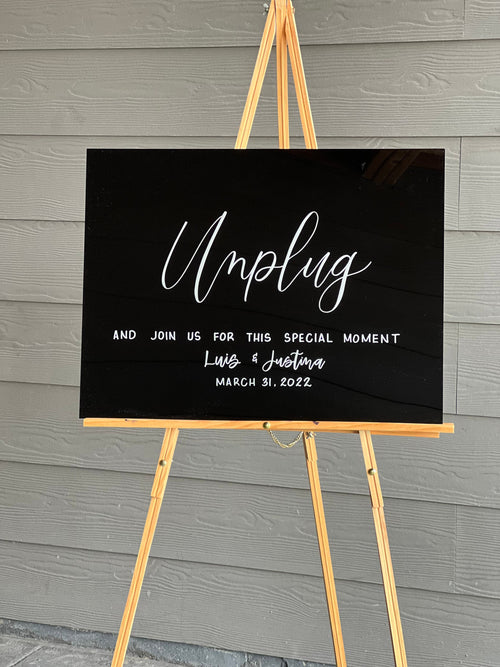 Black Acrylic Custom Quote Wedding Sign | Unplugged Wedding Ceremony Sign | Pick A Seat Wedding Sign | Acrylic Wedding Sign